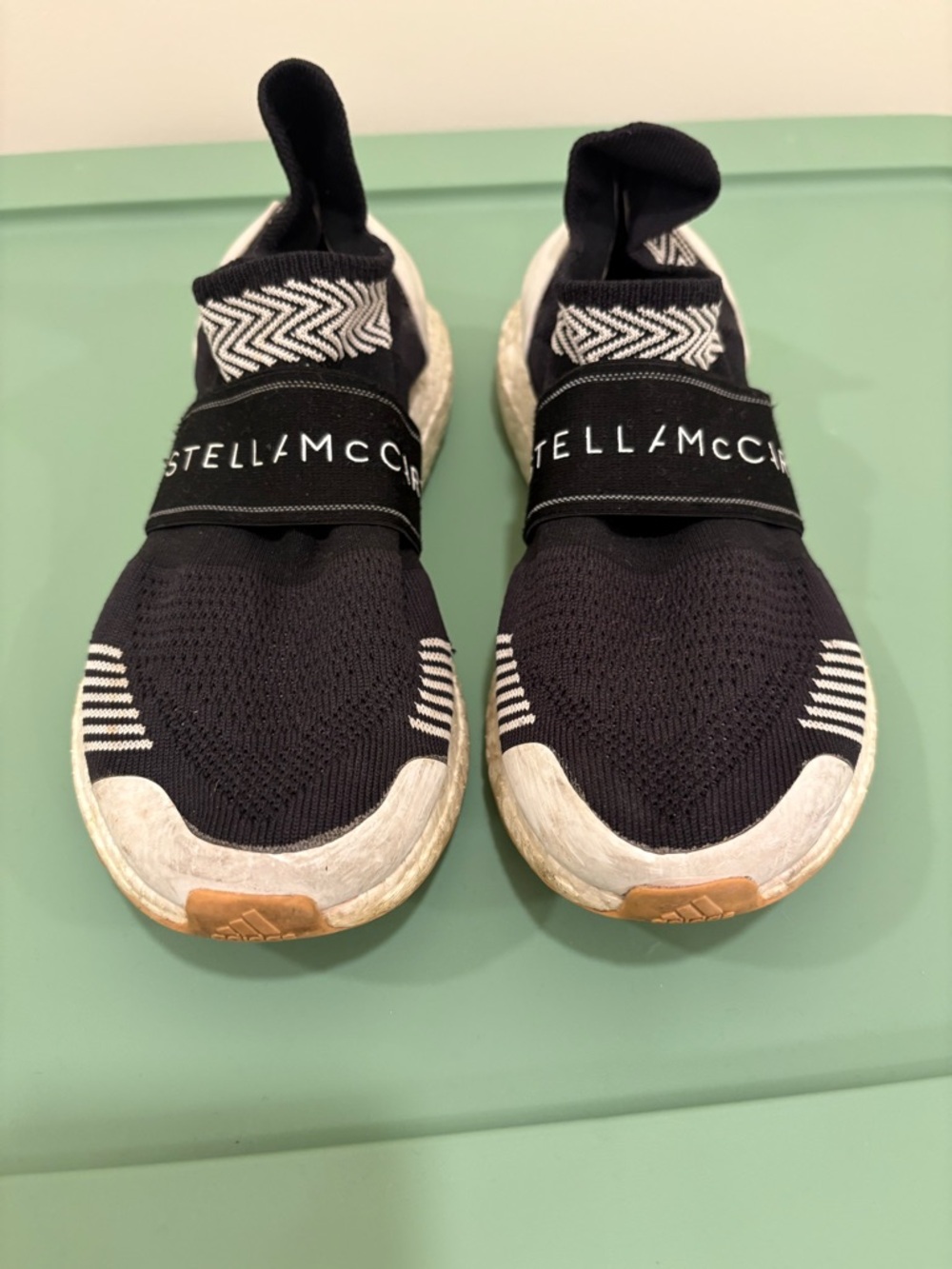 Stella McCartney Adidas Black and White Slip-On Knit Sneakers Women’s 6 - Picture 1 of 4